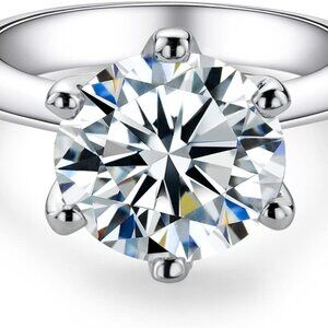 1/2/3/5CT Six Prong Solitaire Moissanite Ring, 925 Sterling Silver Ring, Gift fo